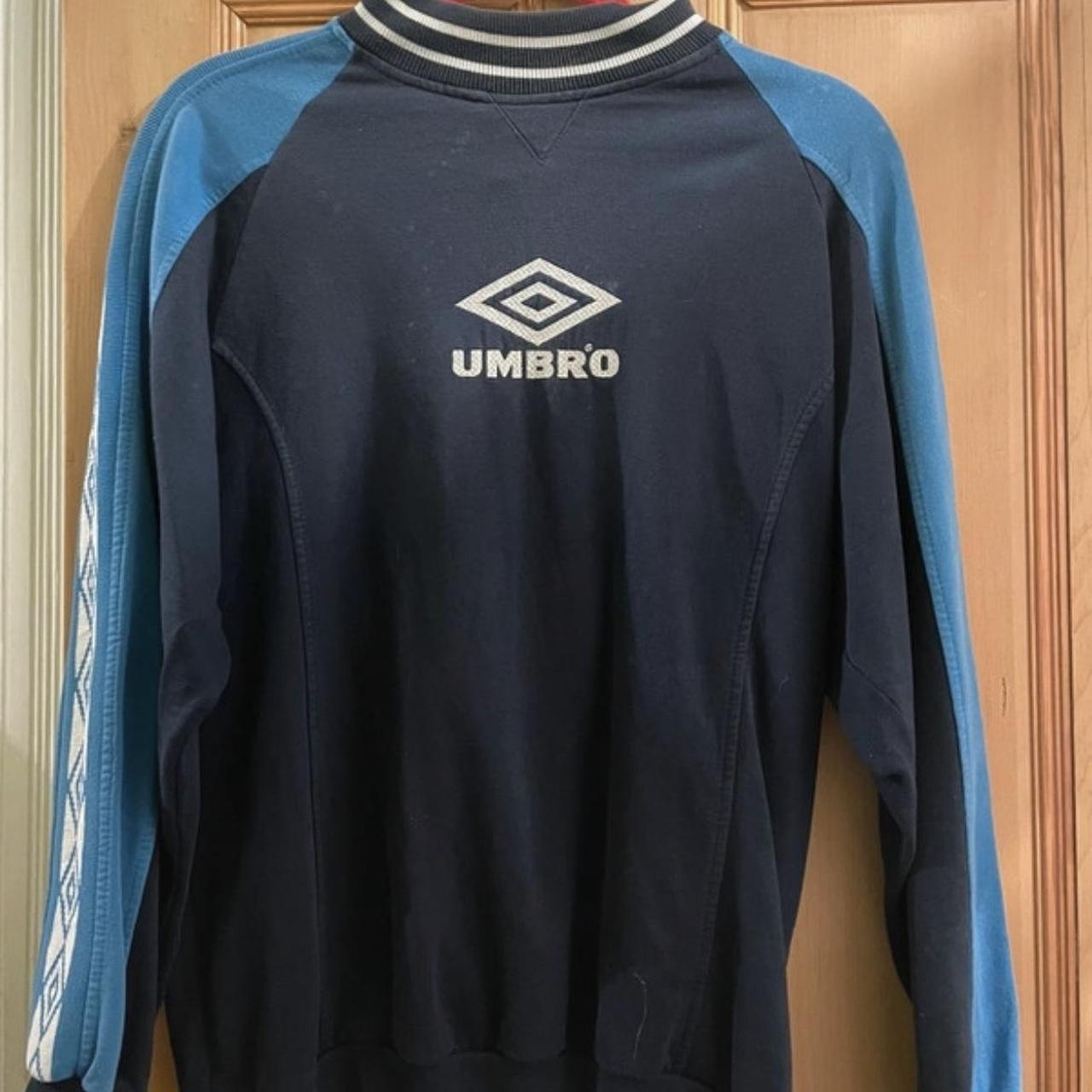 Navy blue medium vintage Umbro jumper. Depop