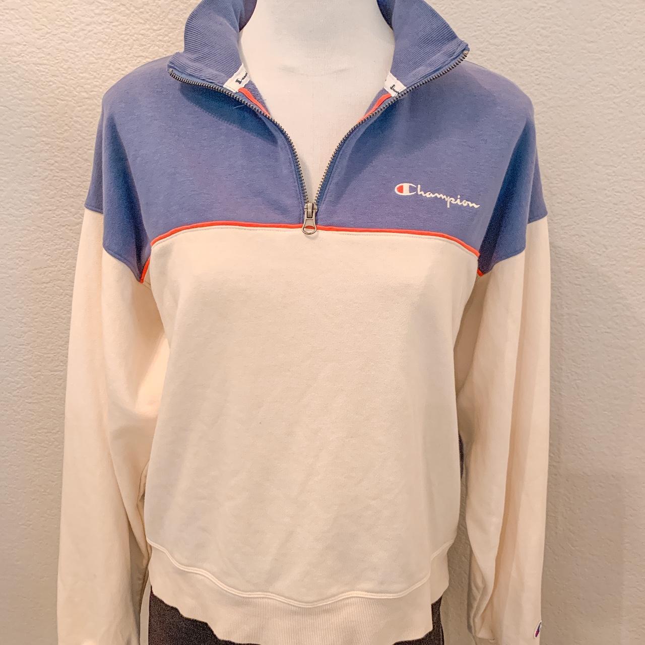 Champion zip up pullover sweatshirt color block size. Depop