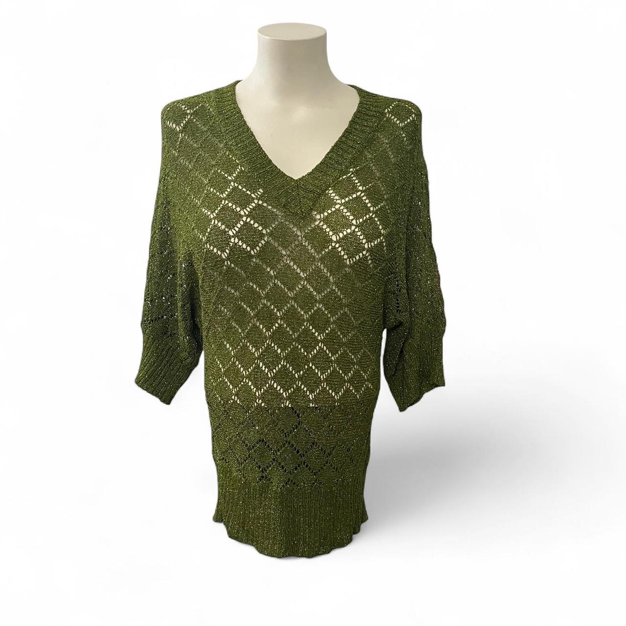 Cache Women's Top - Green - S – Cache Green Metal… - image 1