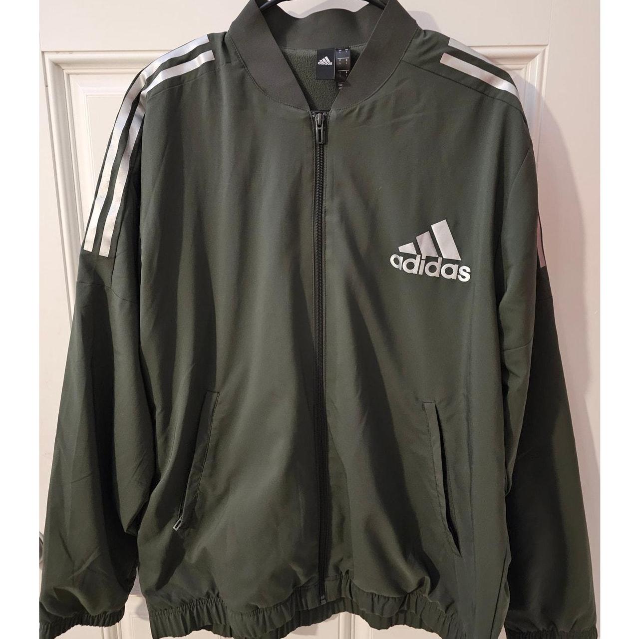 Olive green adidas windbreaker online