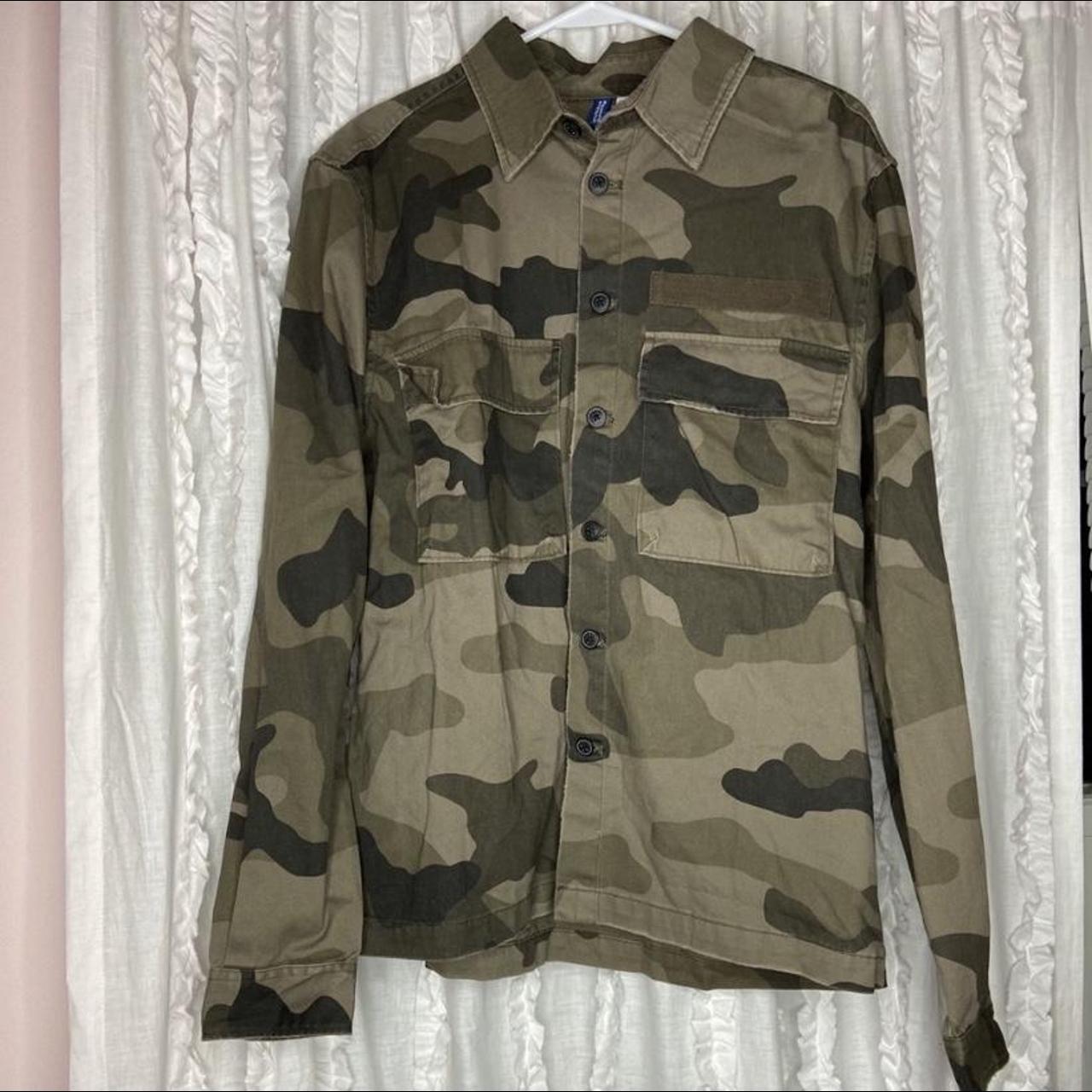 Camouflage Jacket With Purple Embroidery It’s says... - Depop