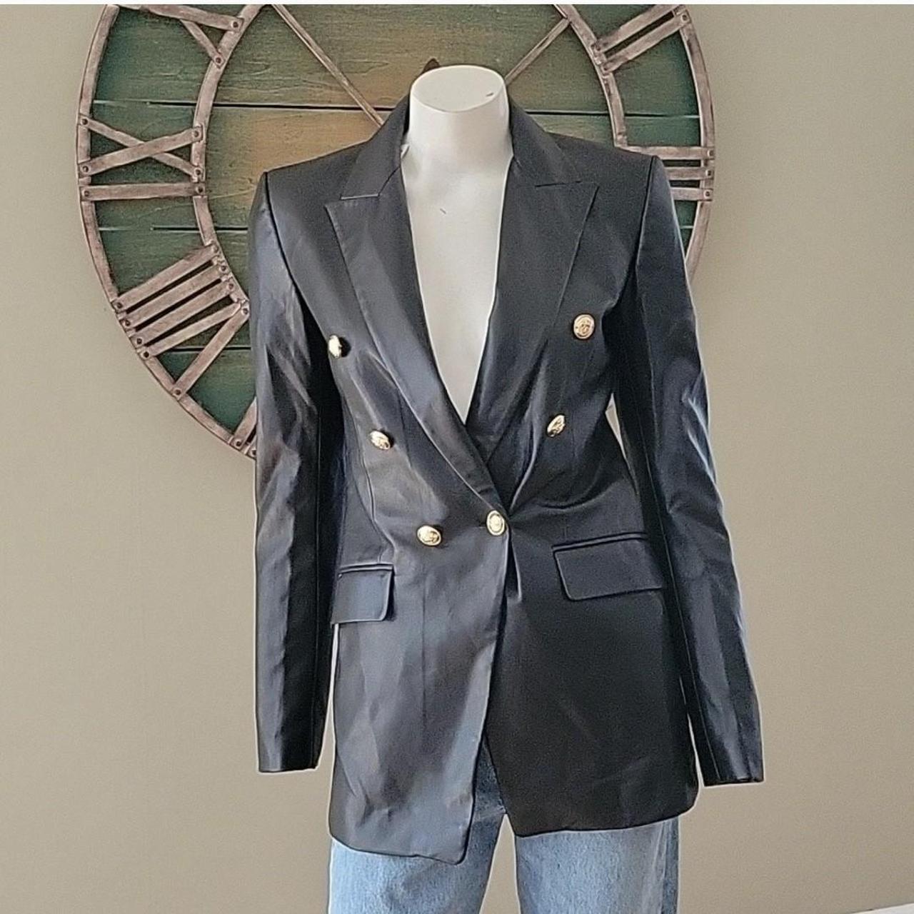 Zara Faux Leather Double Breasted Blazer with