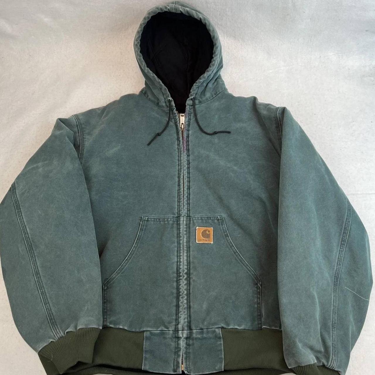 Carhartt J68HTG vintage hooded work jacket lined... - Depop