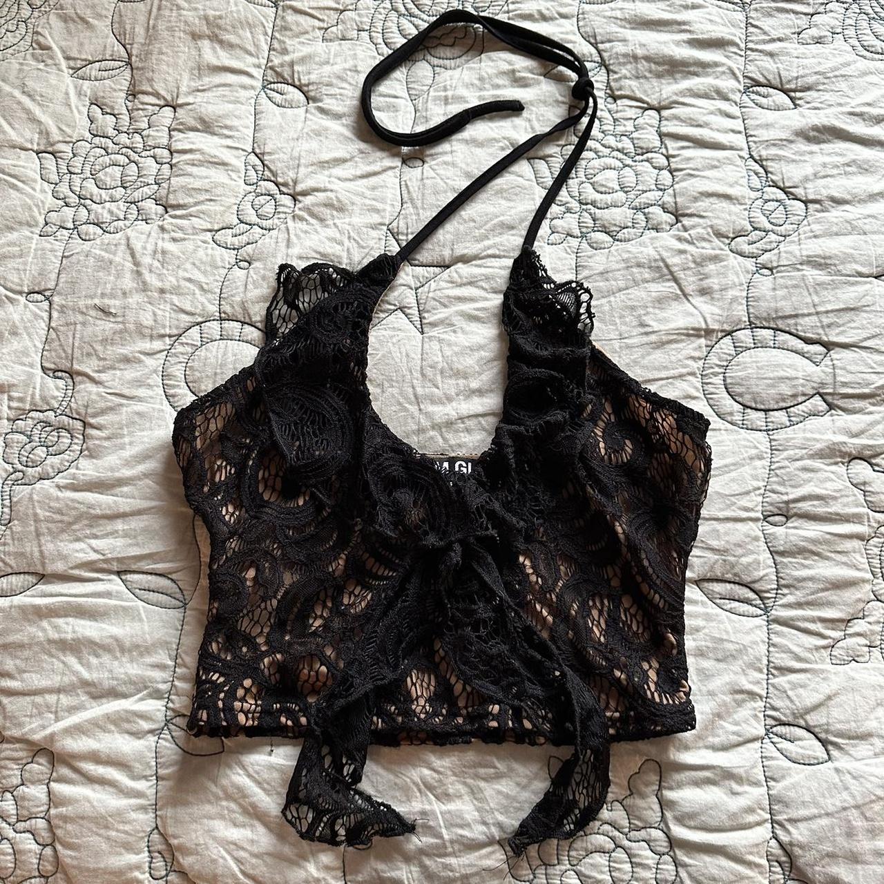 I am gia lace halter top with little lace tassels... - Depop