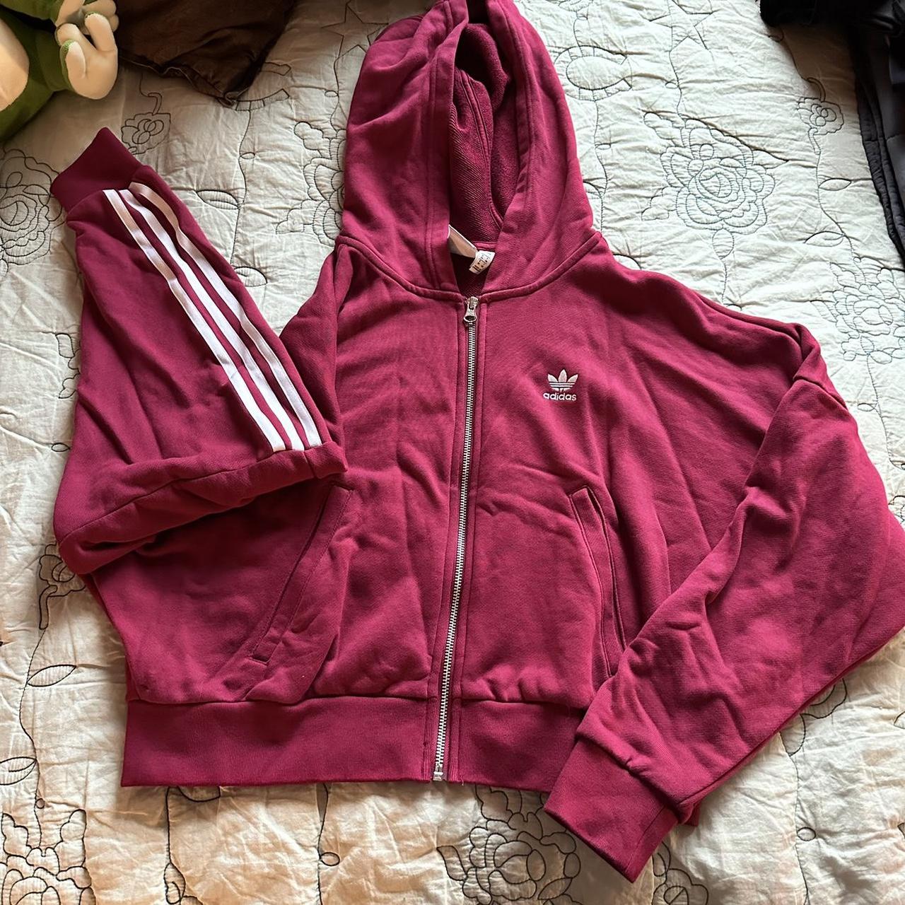 Dark red adidas hoodie hot sale