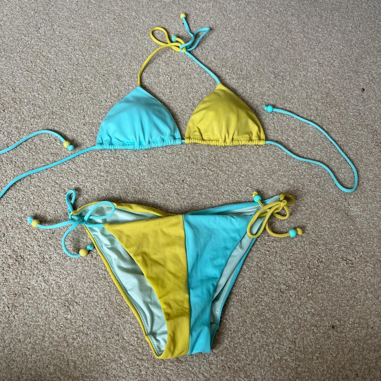 Yellow and Green bikini set Victoria’s secret Size... - Depop