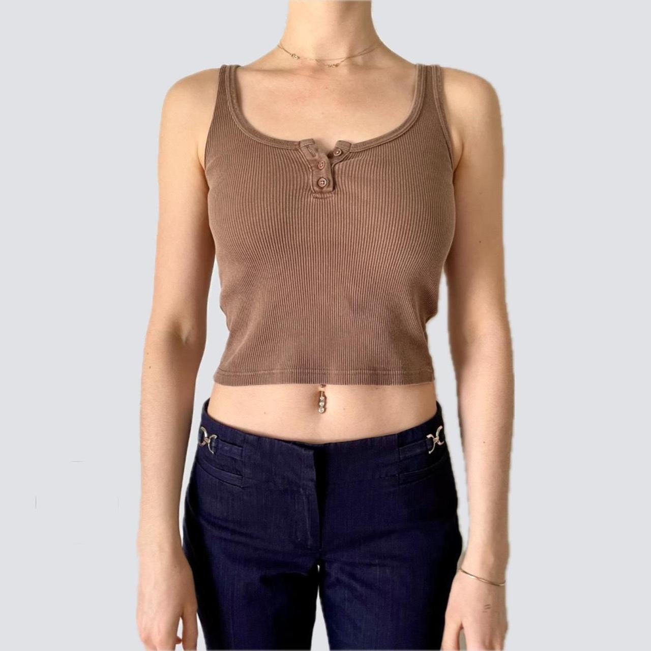 Brown brandy Melville cropped tank top, #brown