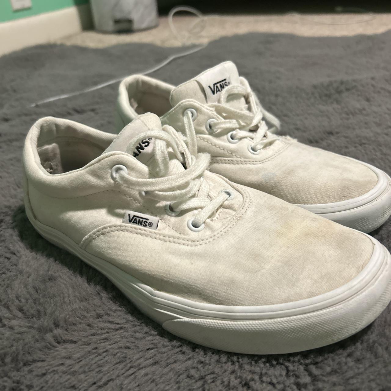 white low top vans - Depop