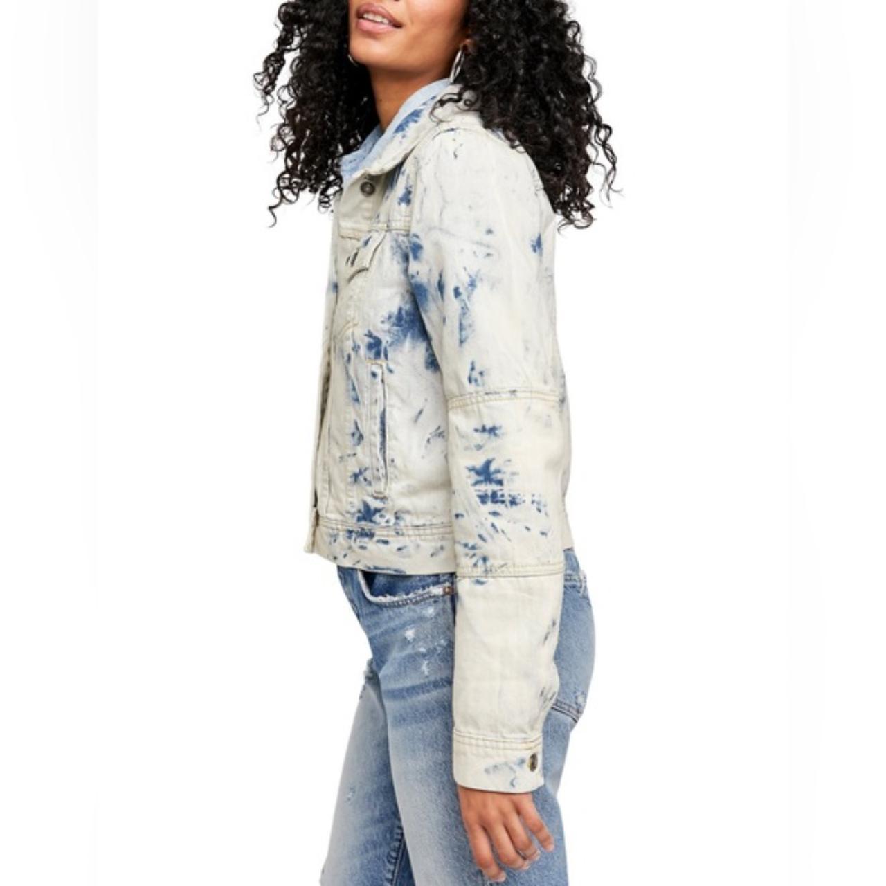 Free People Rumors Denim Jacket in Tie newest Dye Blue S