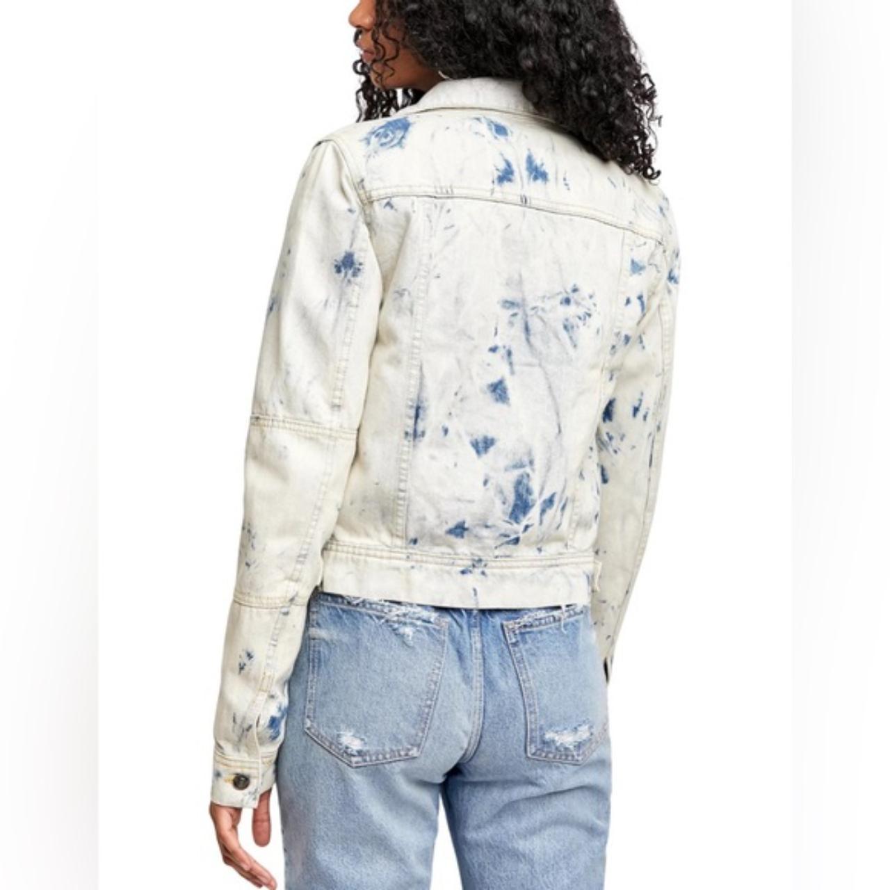 NWT deals Free People Rumors Denim Jacket Jones Tie Dye Blue Small