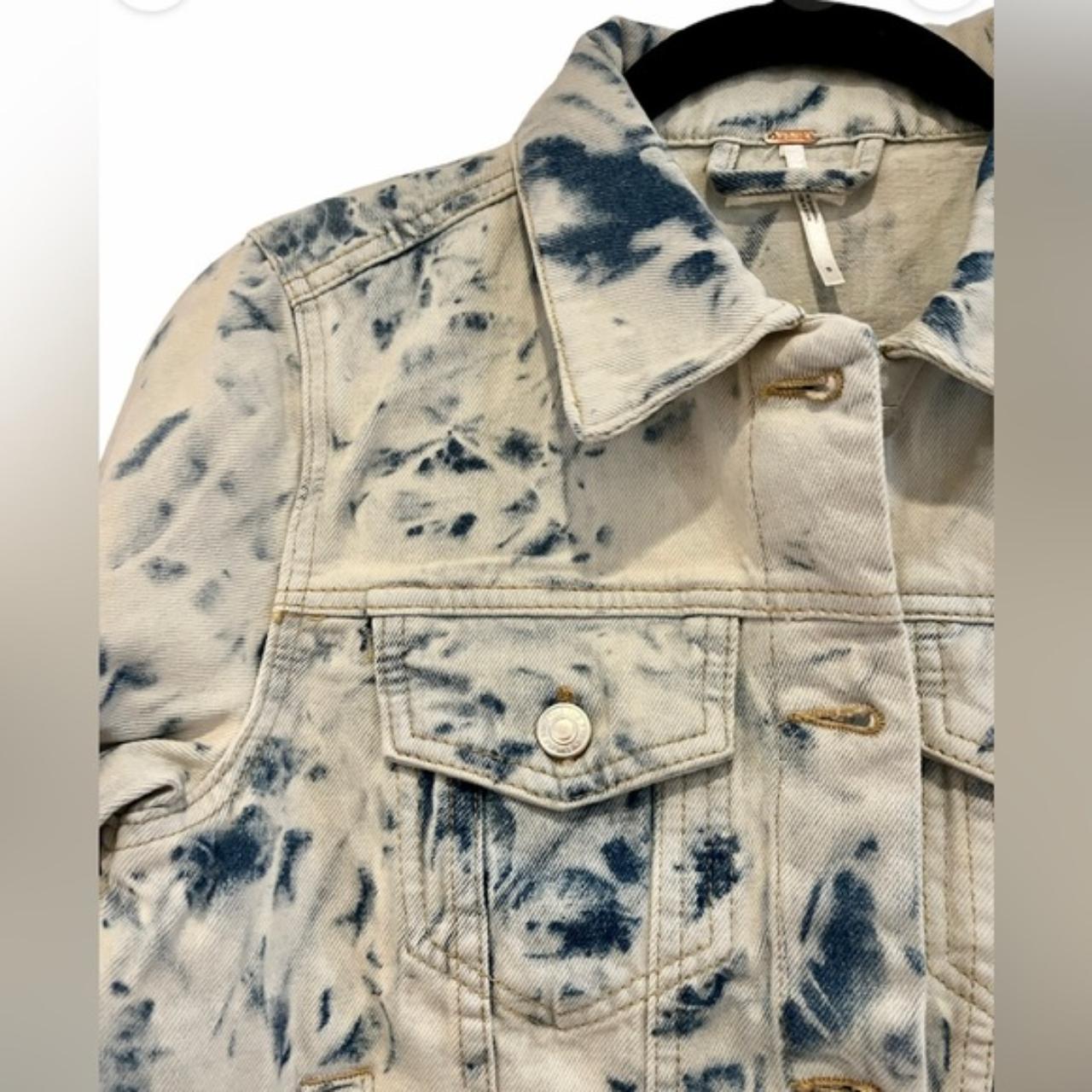 NWT Free People Rumors Denim Jacket Jones Tie Dye Blue deals Medium