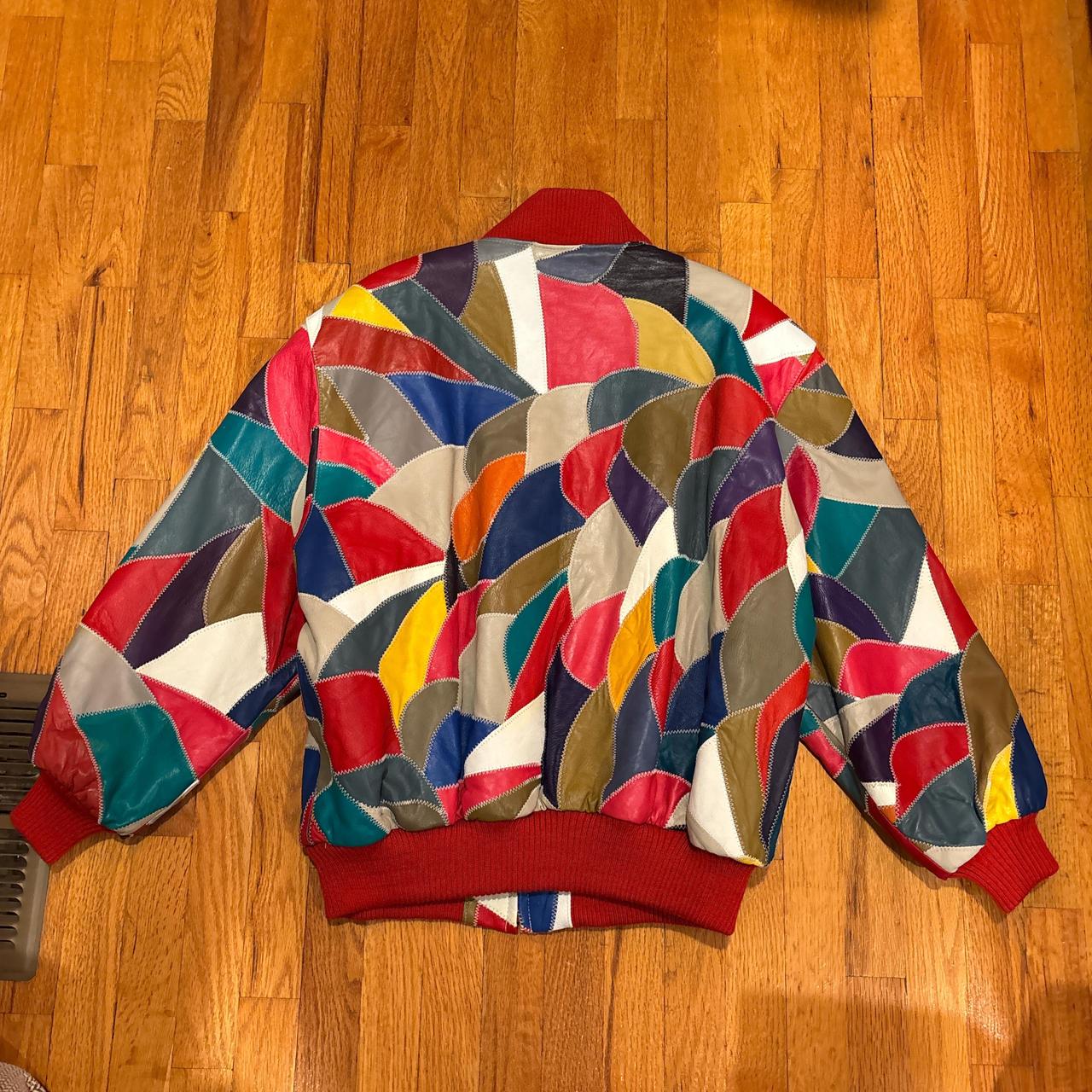 Men's Bomber Jacket - Multi - L – Multicolored le… - image 4