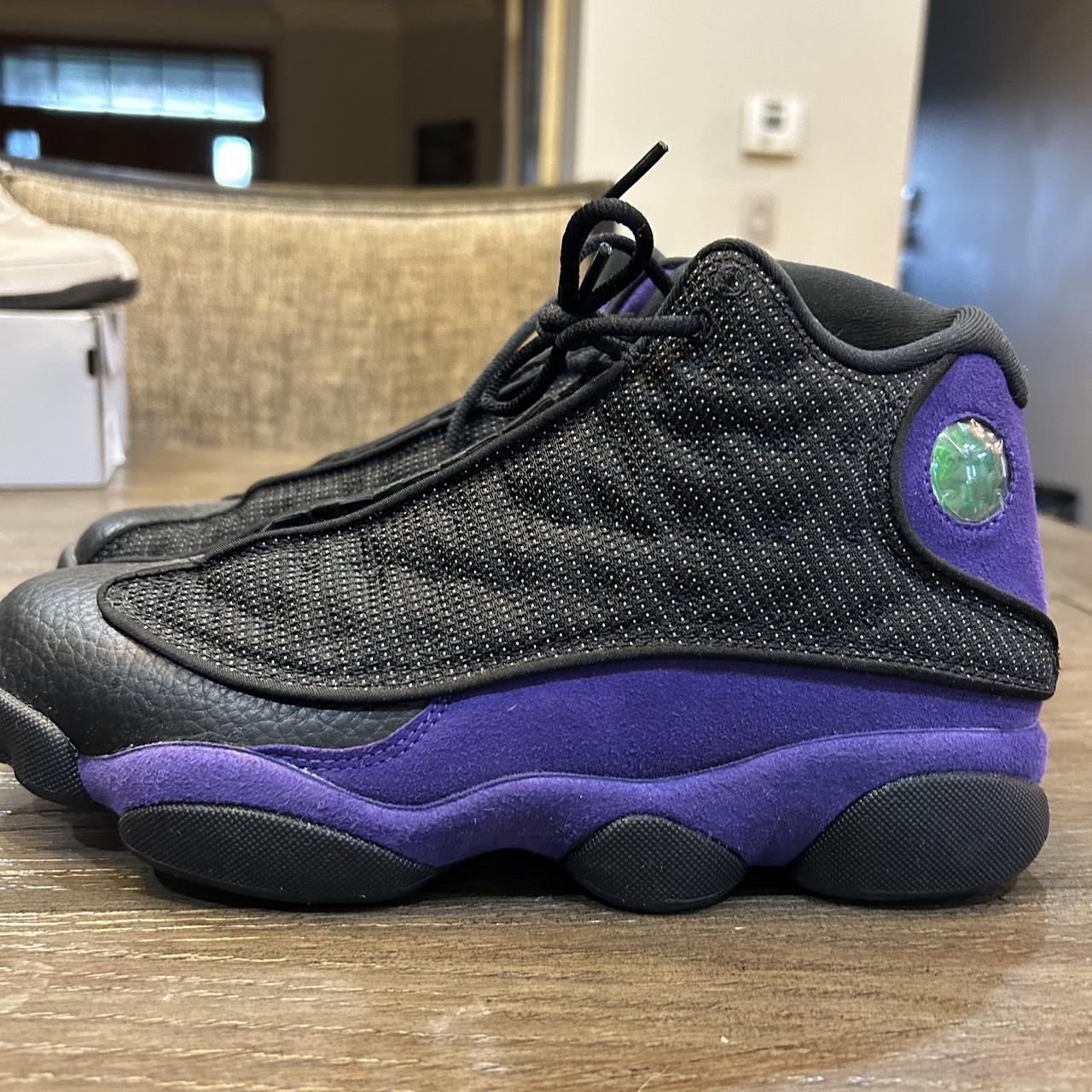 black and purple jordans 13