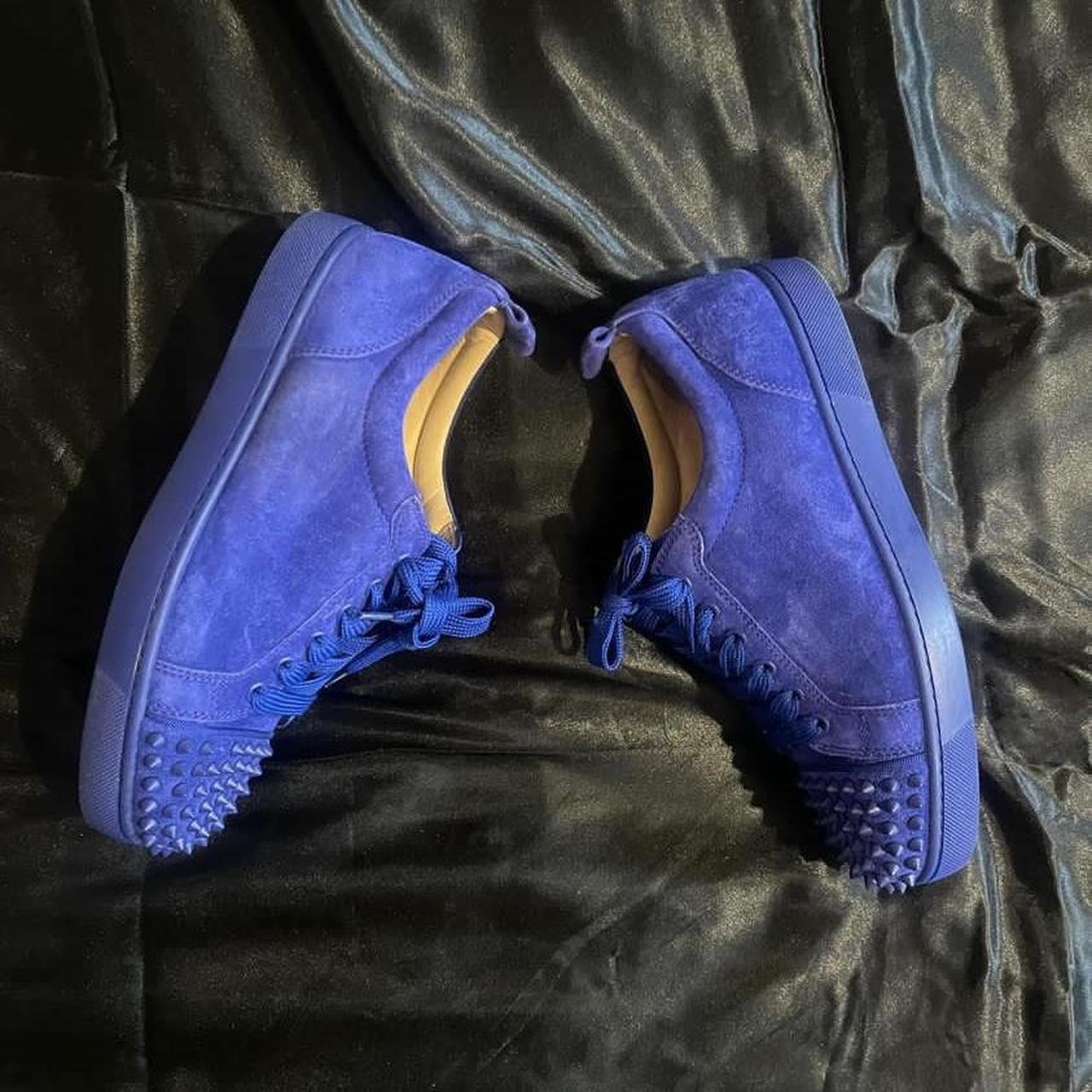 Christian Louboutin low top spikes navy blue Depop