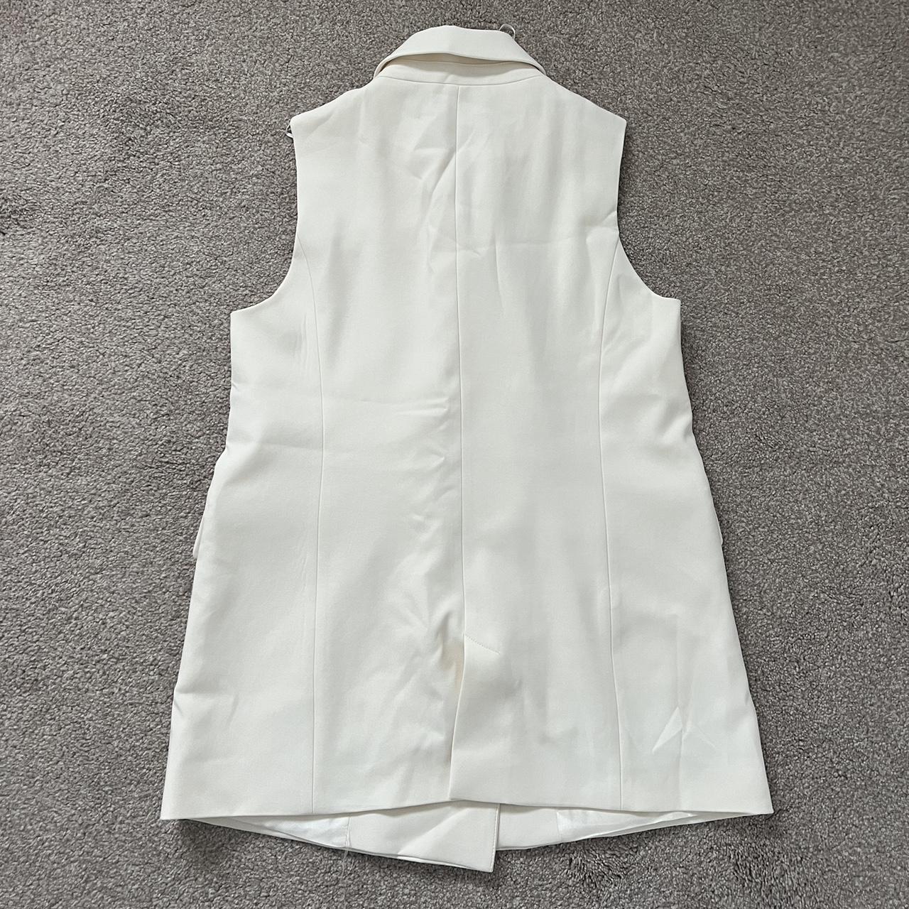 Zara Women's White and Cream Waistcoatsvests Depop
