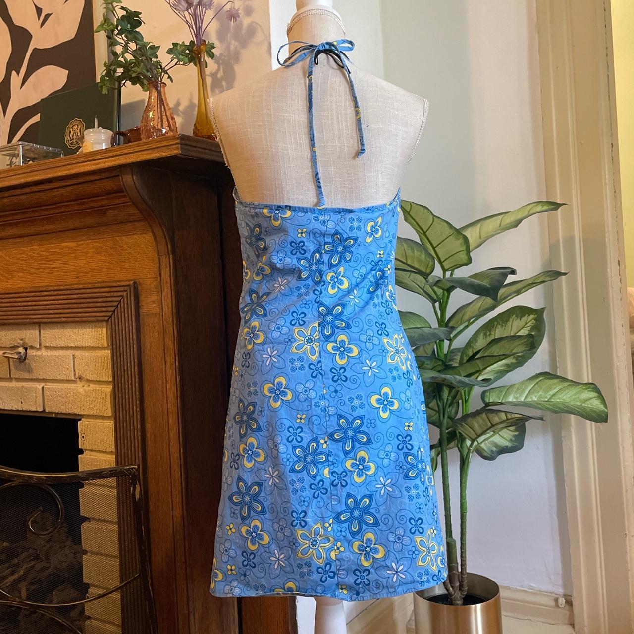 Mossimo Women's Blue and Yellow Dress Depop