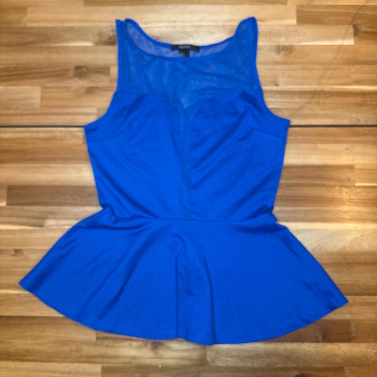 Forever 21 Royal blue peplum top with a mesh back. Depop