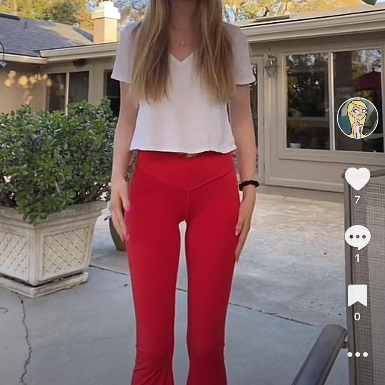 Red Halara Flare Leggings - Depop