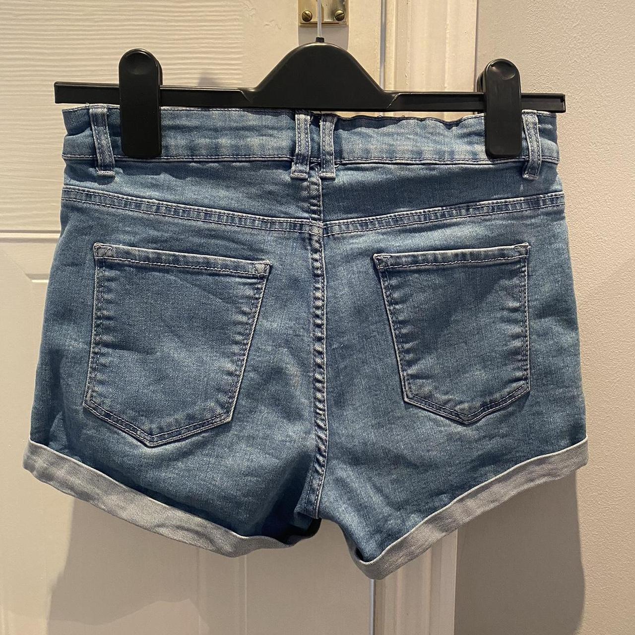 Mid blue denim short shorts. 365 denim, size 10.... - Depop