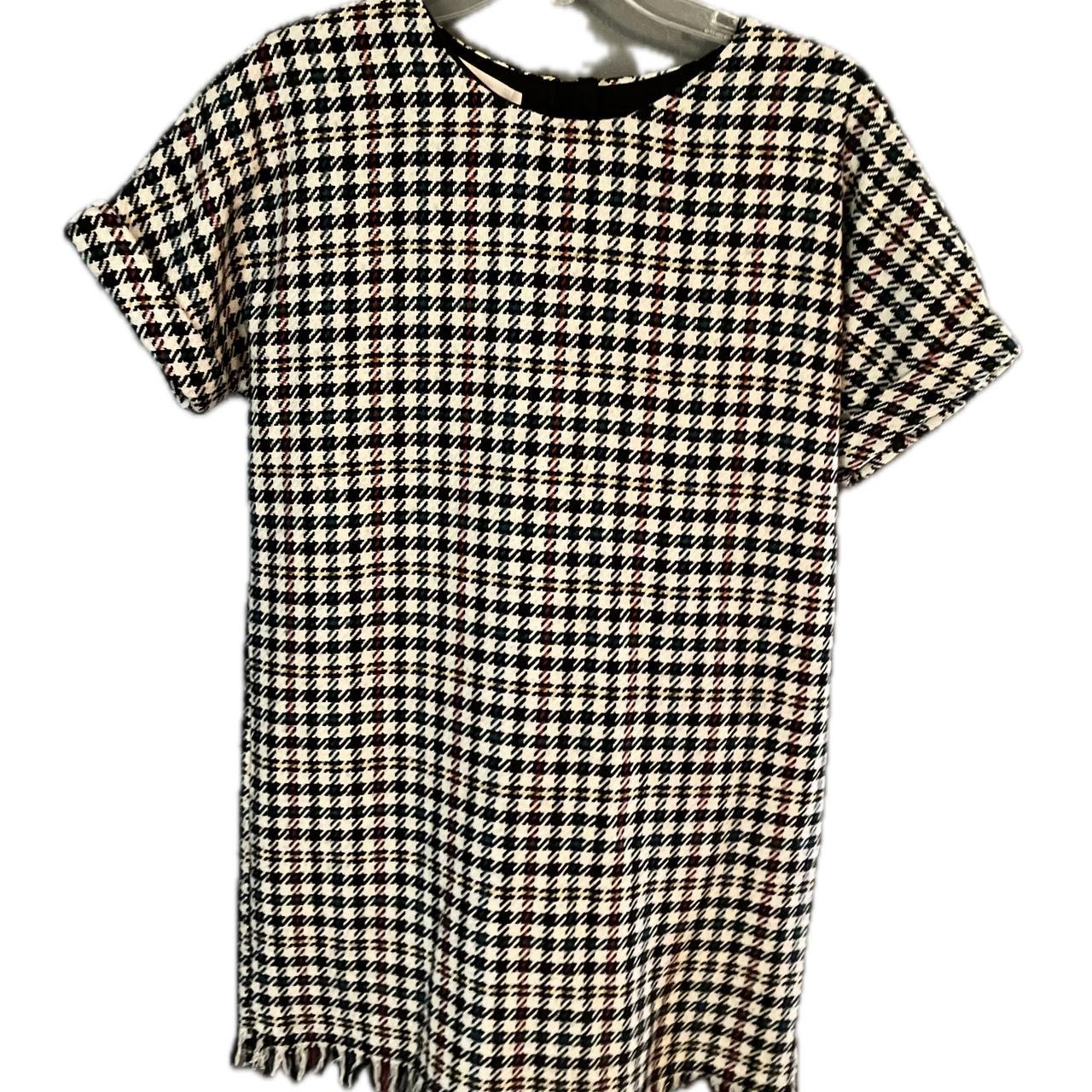 Zara houndstooth pattern, wool, fringe bottom Depop