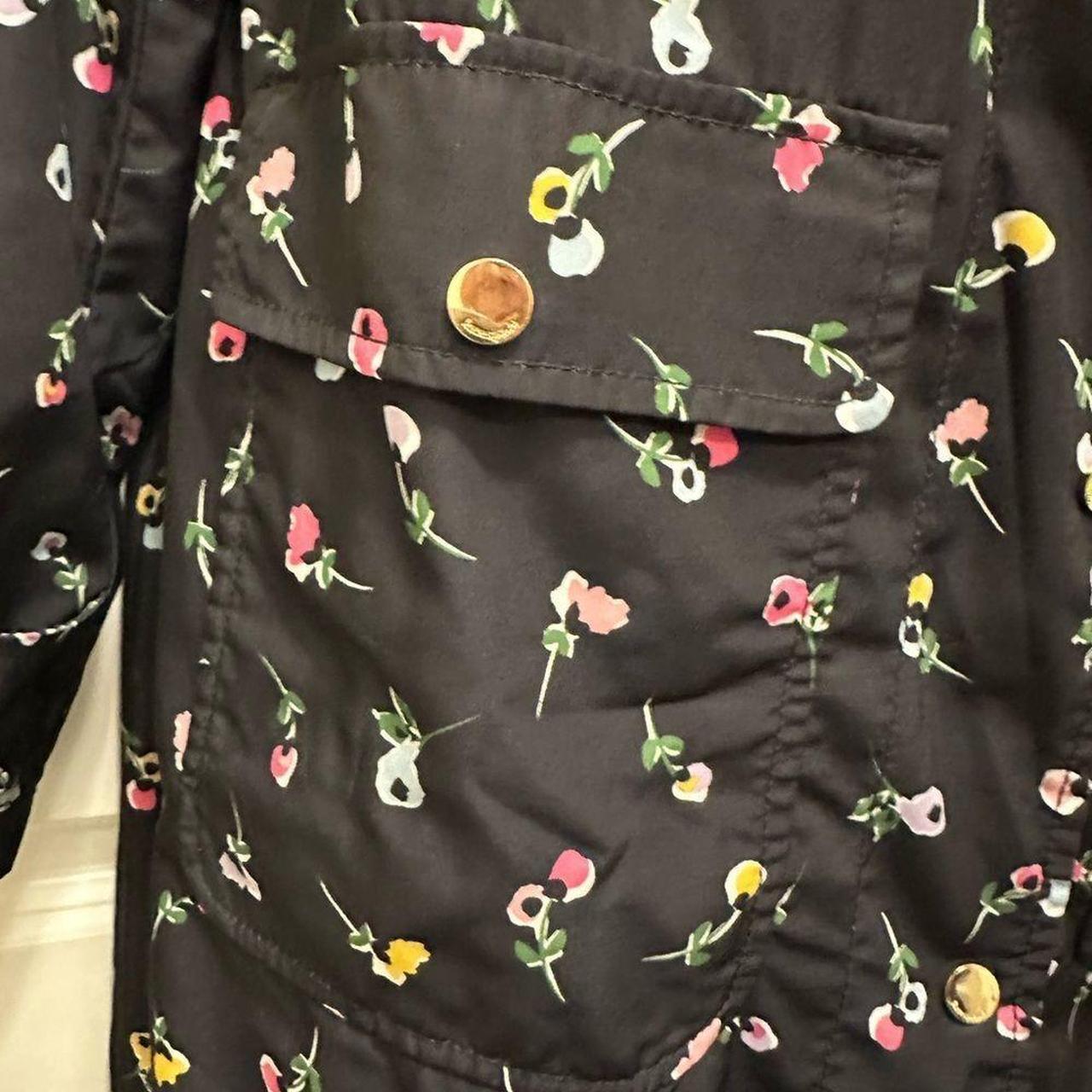 Kate Spade Rain Small Black Wildflower Disty Floral newest Lined Jacket