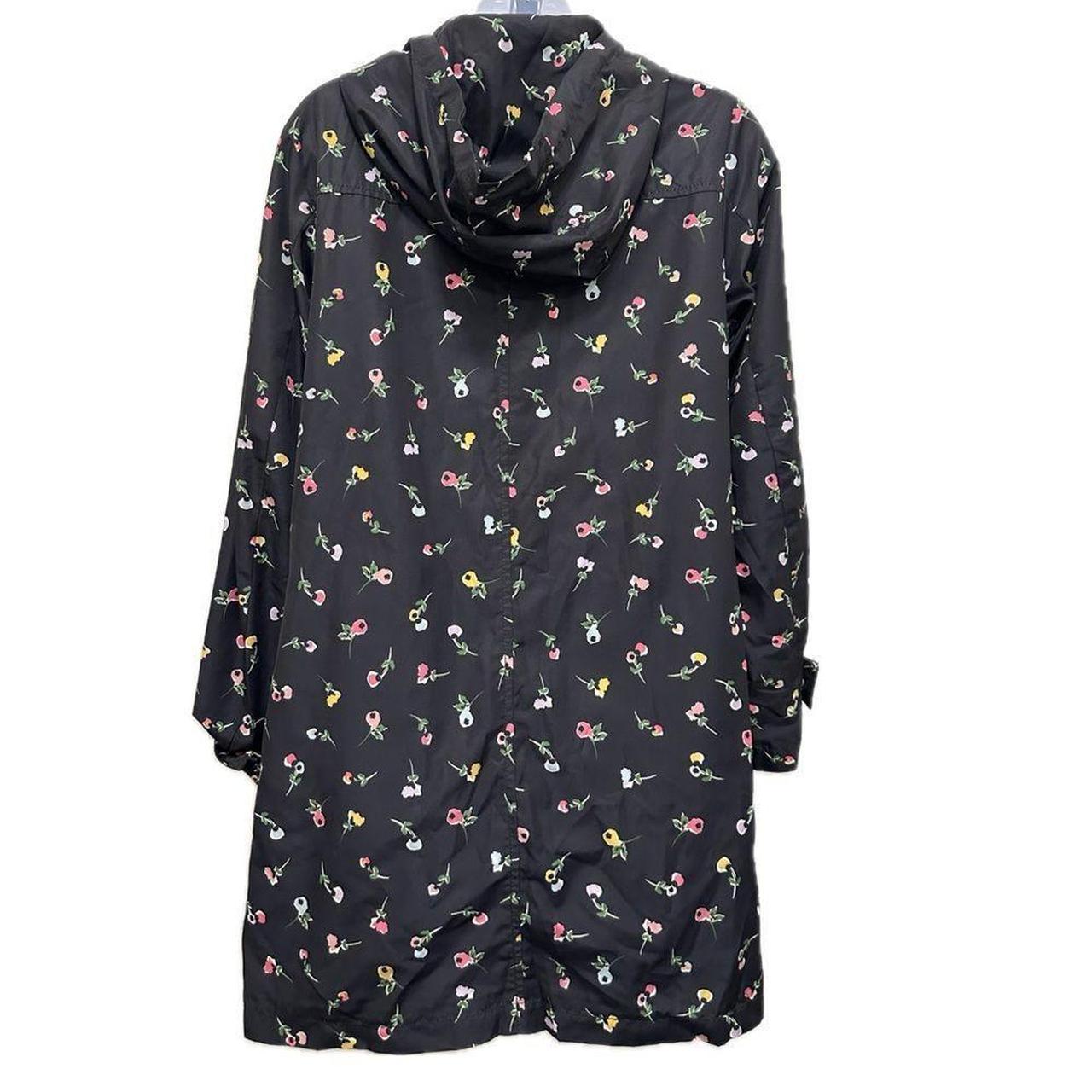 Kate Spade Rain Small shops Black Wildflower Disty Floral Lined Jacket