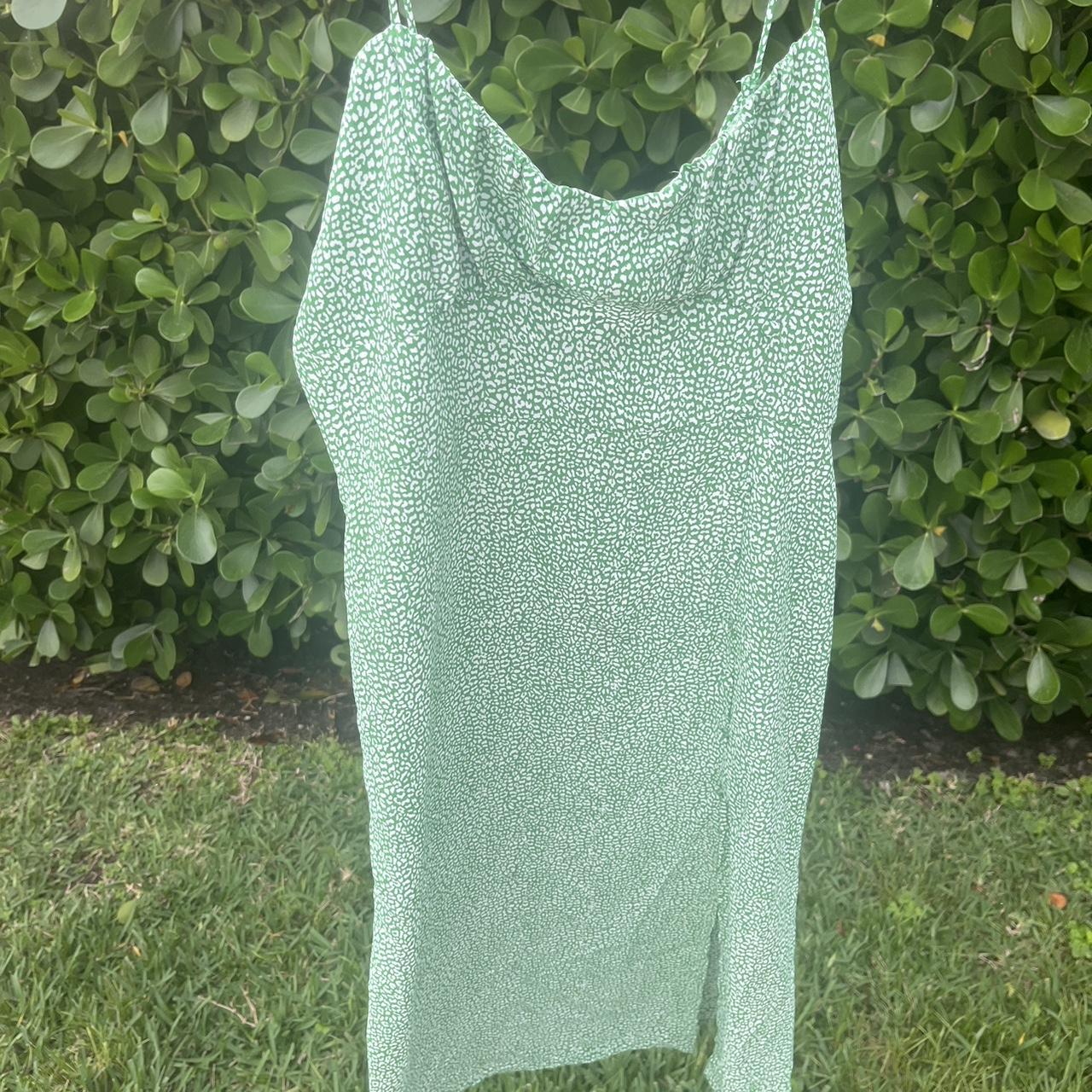 Brand new green, leopard print midi dress from