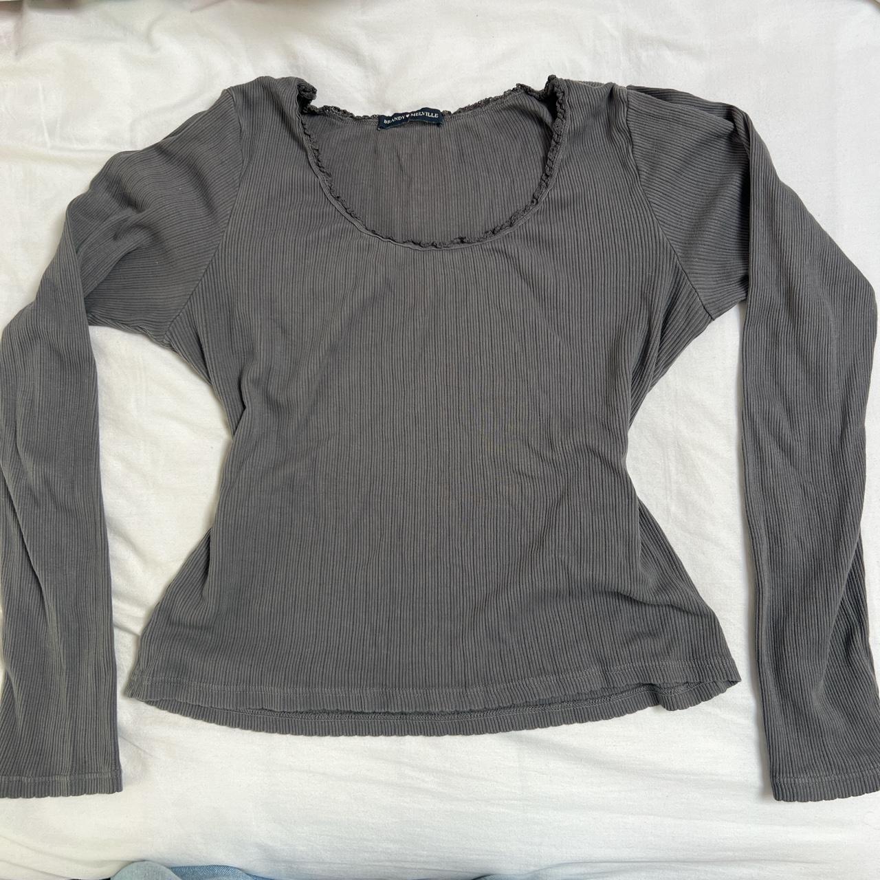 Brandy melville dark gray Bonnie top 🤍 Off shoulder - Depop