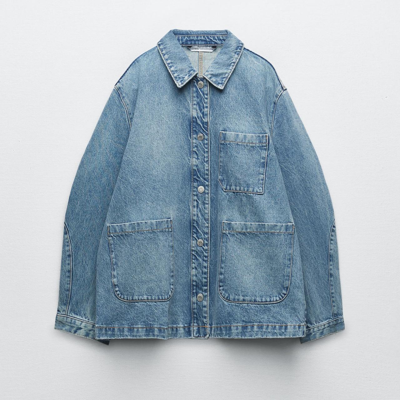 Zara oversized denim utility jacket Used once for... - Depop