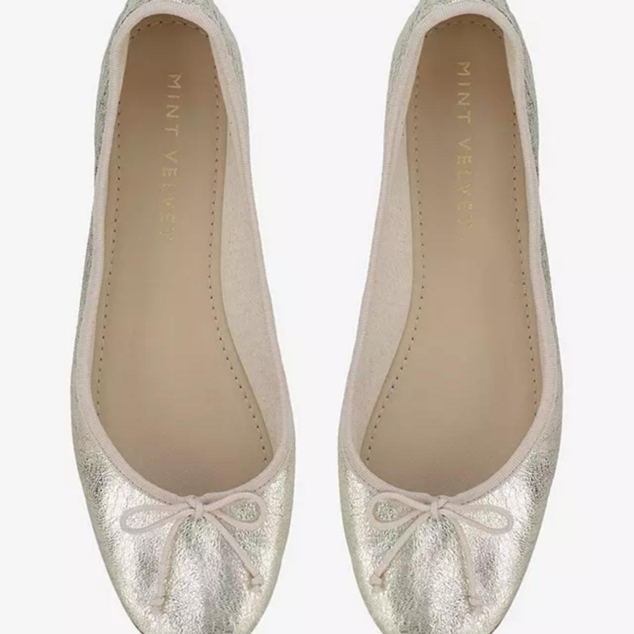 Mint velvet clara gold ballet pumps BOUGHT FOR... Depop