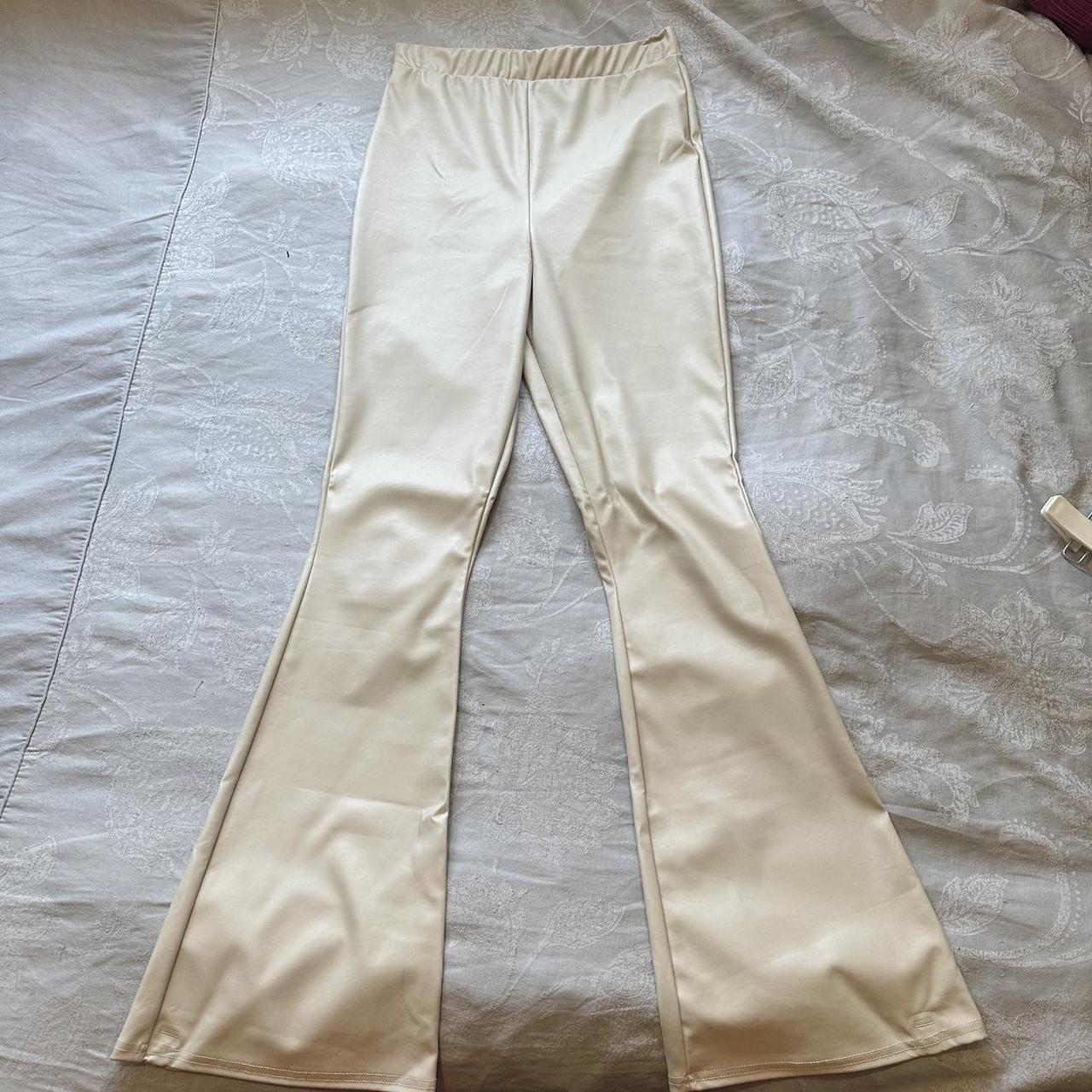 River Island Trousers Cream Faux Leather Straight Leg Trouser Pu in White |  Lyst UK