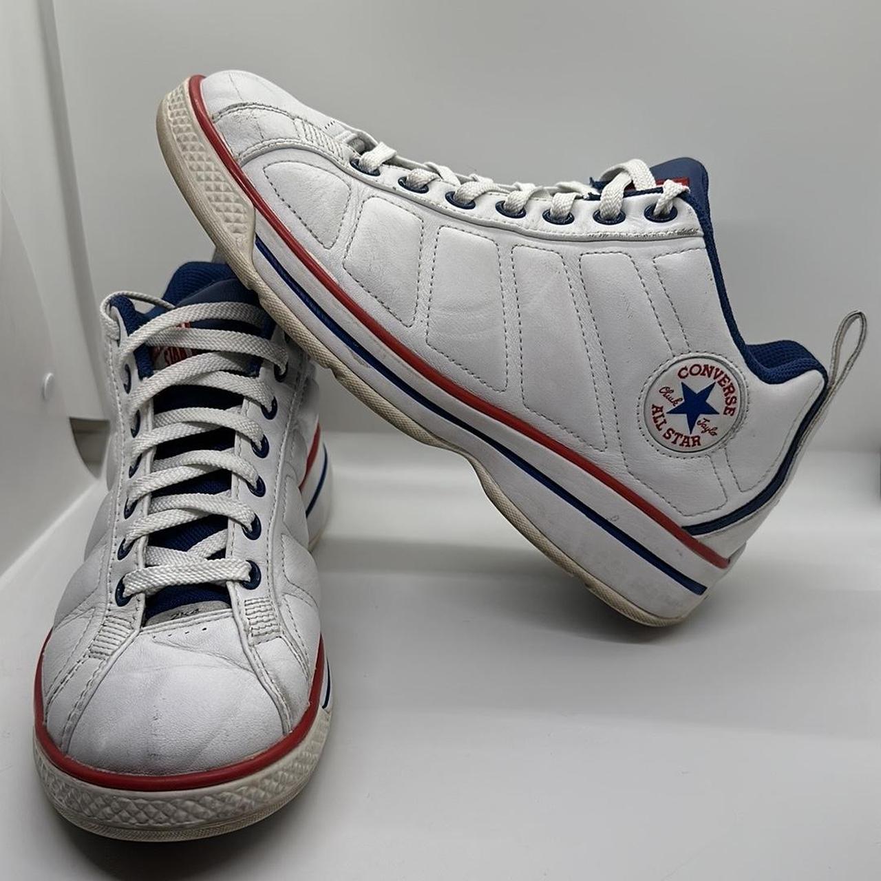 Very cool retro pair of Chuck Taylor sneakers. White. Depop