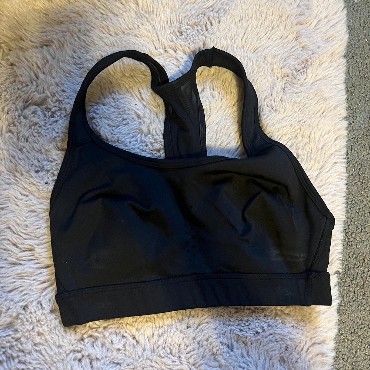 Black sports bra with built in bra pads activewear Depop