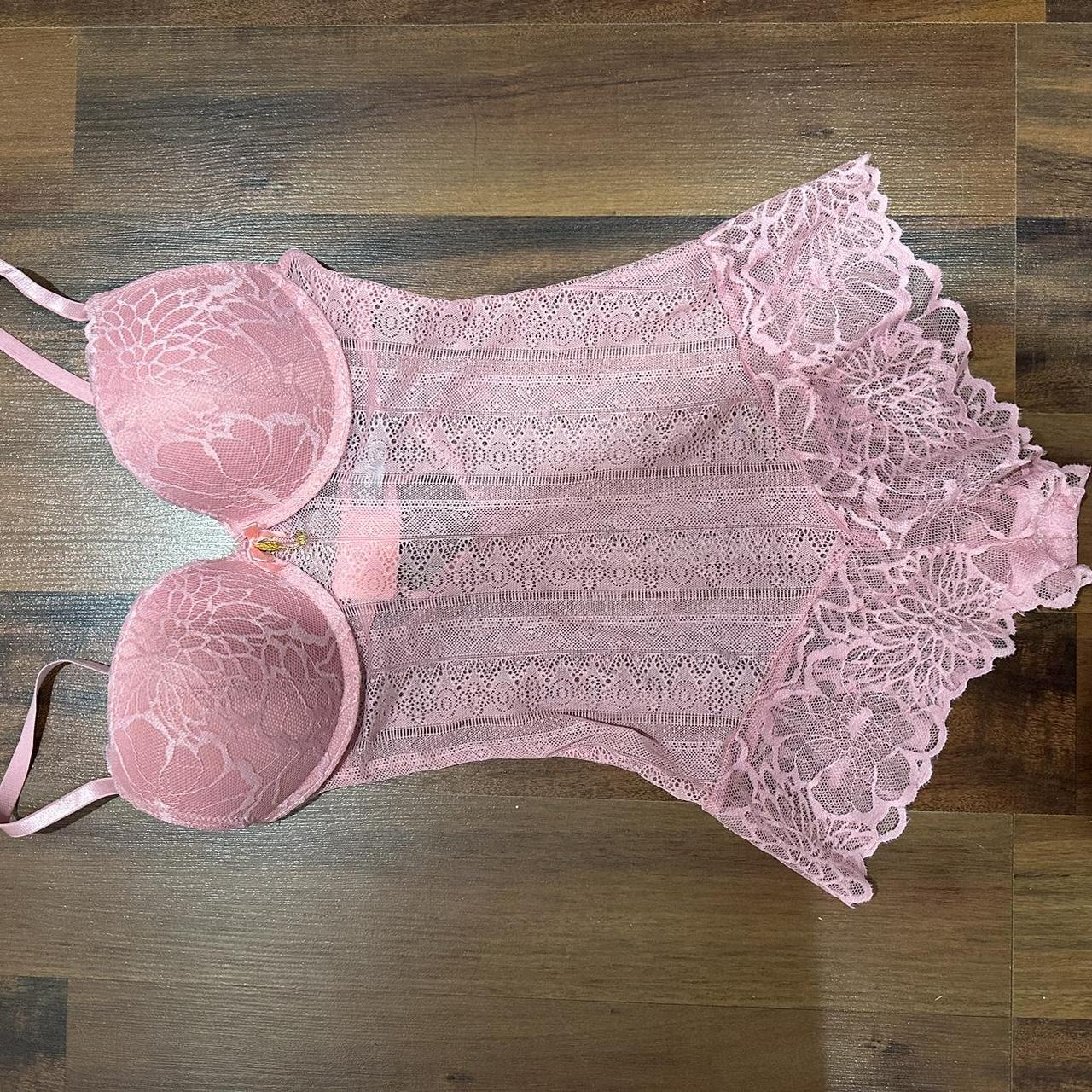 pink lingerie body suit - Depop