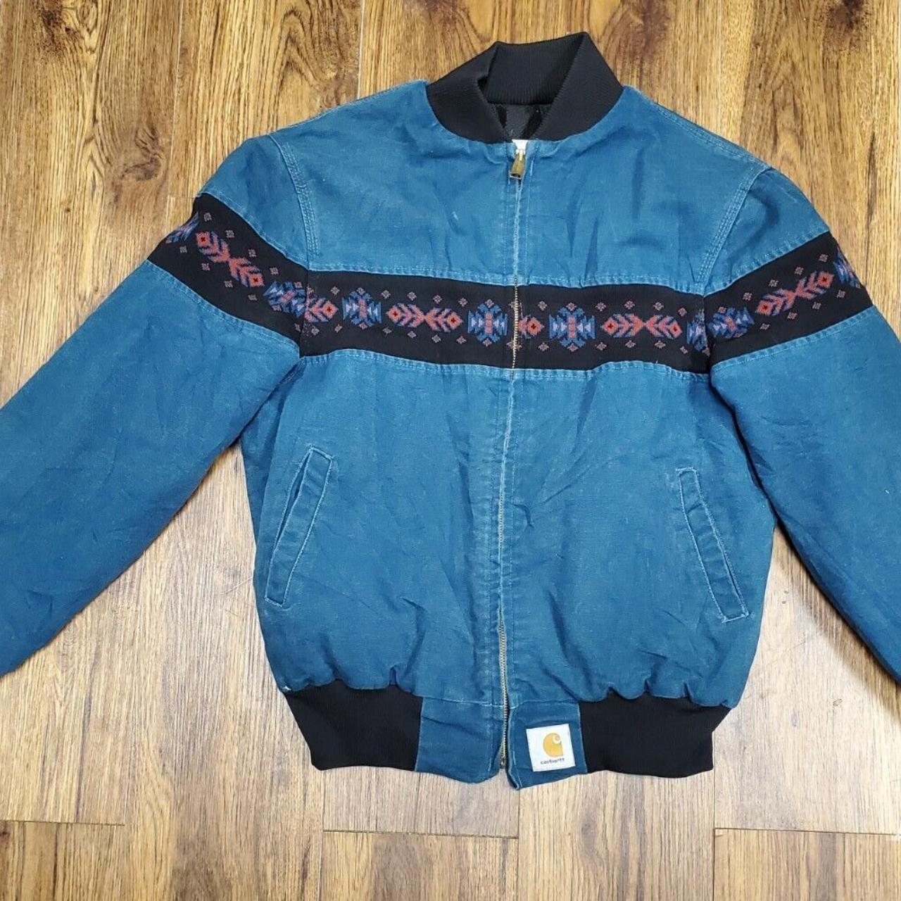 Vintage Carhartt Aztec Canvas Southwest Jacket Teal | Depop