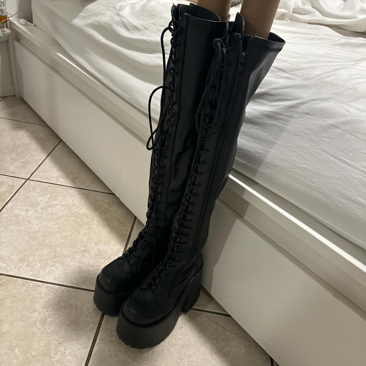 Demonia Women's Knee high Boots - Black - US 6 – … - image 2