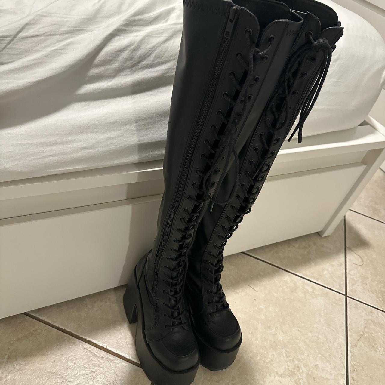 Demonia Women's Knee high Boots - Black - US 6 – … - image 3