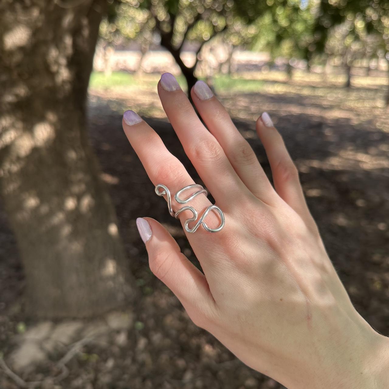 Women's Ring - Silver/Multi – Silver funky swirly… - image 6