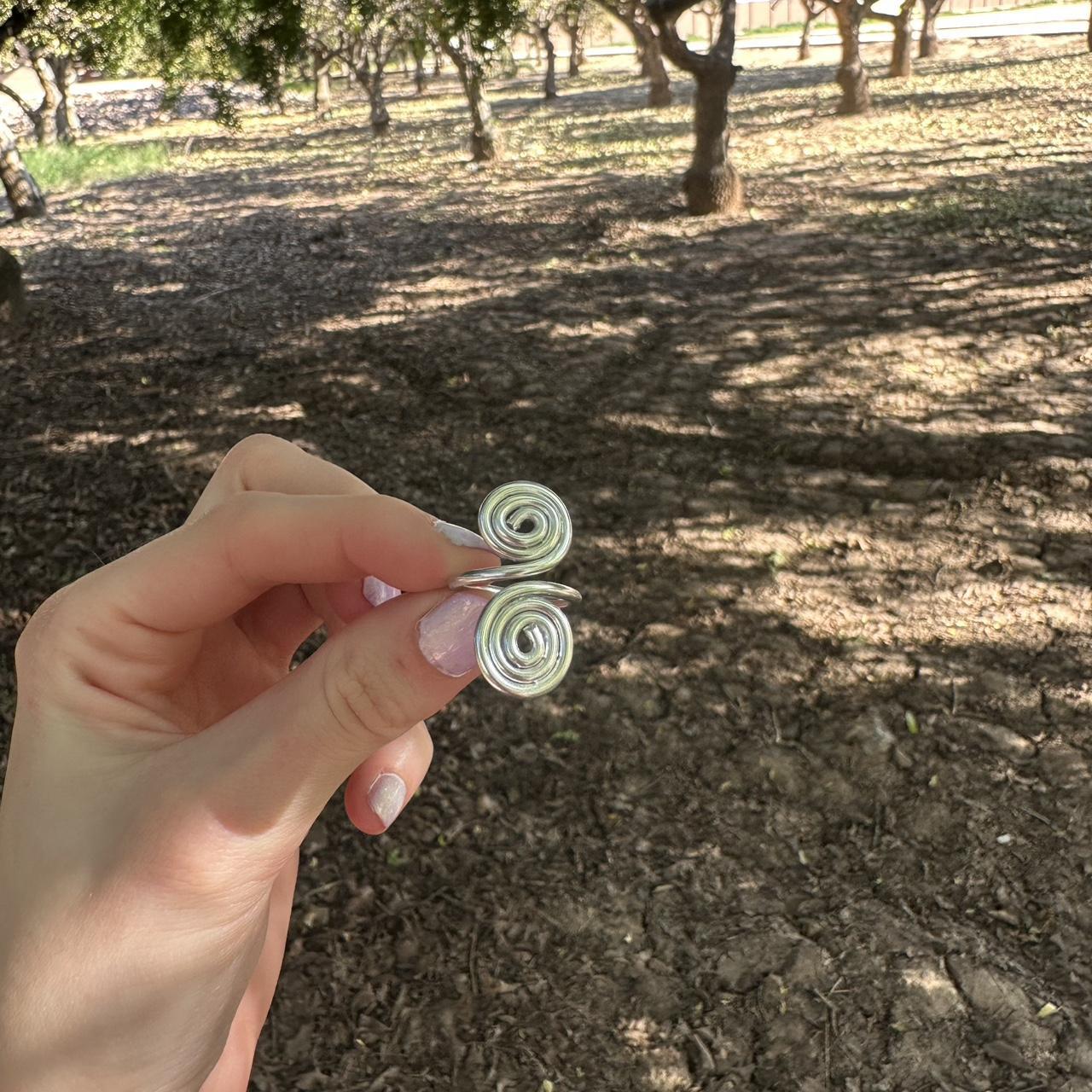 Women's Ring - Silver/Multi – Silver double spira… - image 2