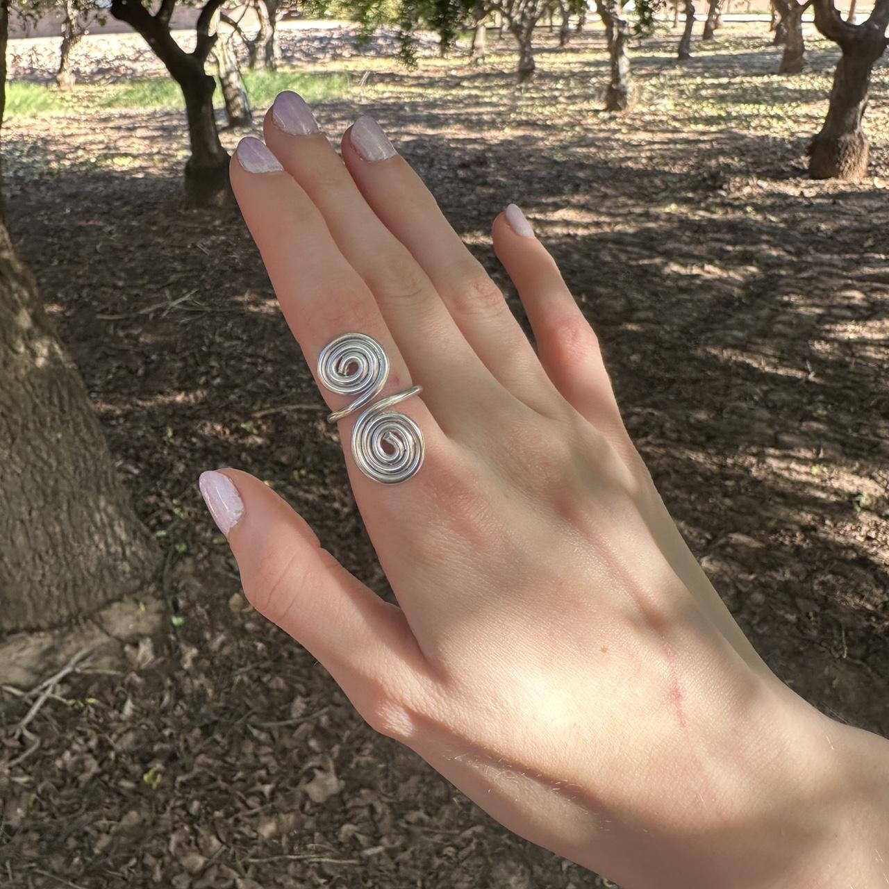 Women's Ring - Silver/Multi – Silver double spira… - image 5