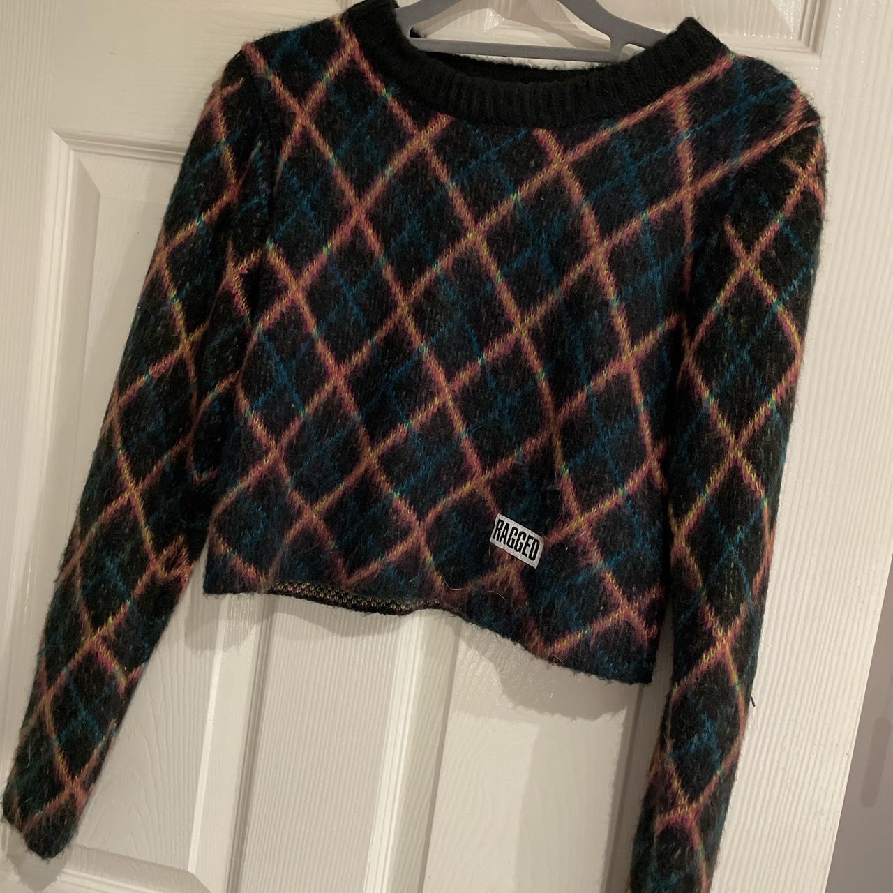 Ragged Priest cropped argyle jumper! Size... - Depop