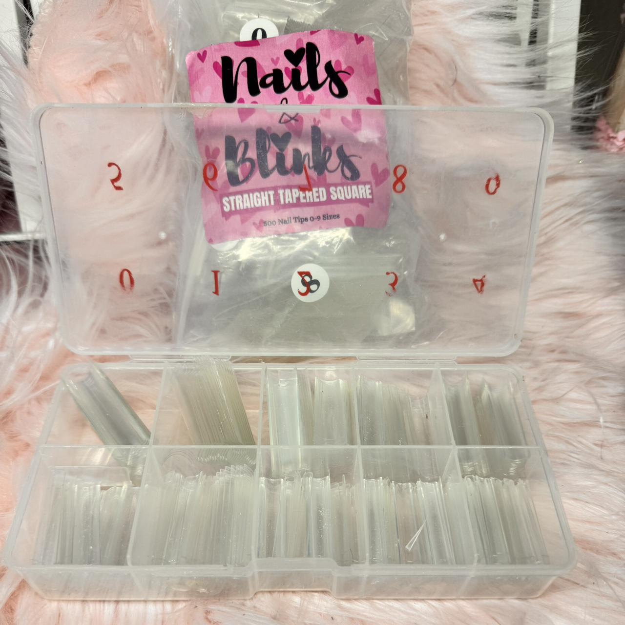 nails & blinks tapered square nail tip half coverage... Depop