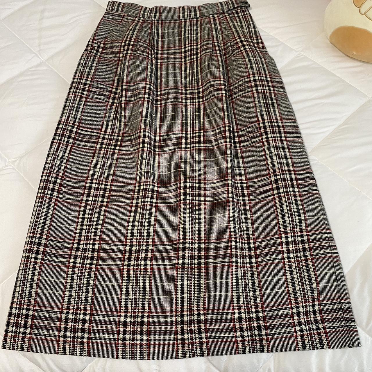 Vintage late 70s wool midi skirt, 30