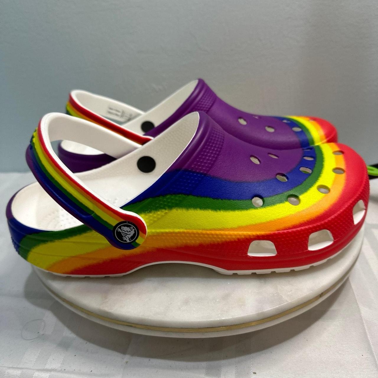 Rainbow Crocs New with Tags This pair is Size M8 Depop