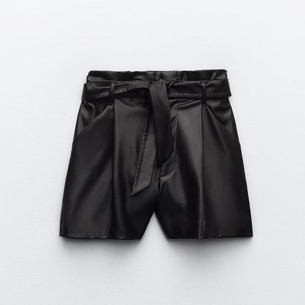 Black leather shorts zara best sale