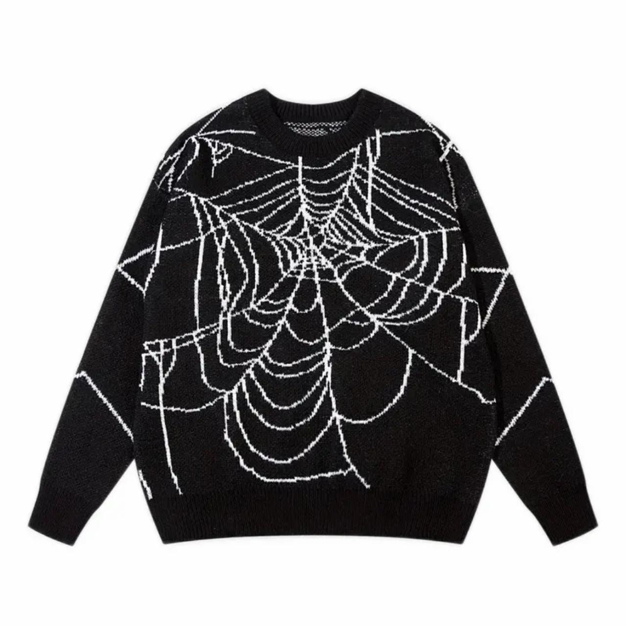 Y2k Punk Grunge 2000s style knitted spider web... - Depop