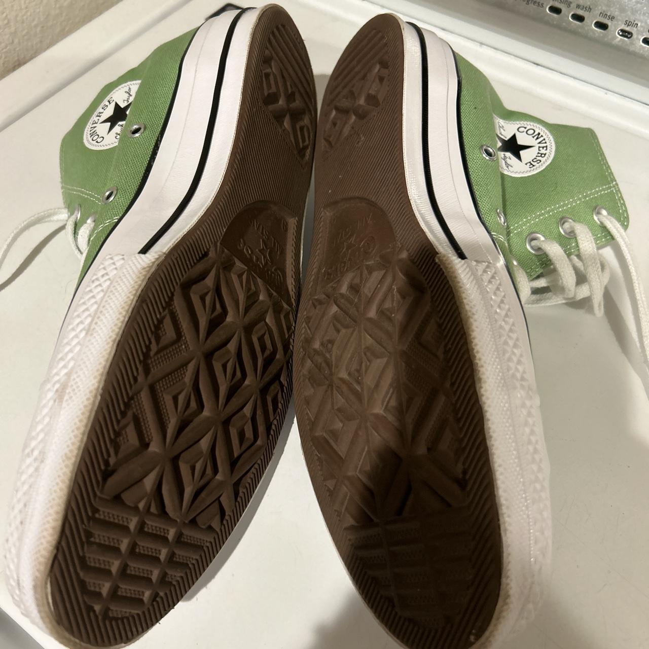 These converse are green and white, never worn. They... - Depop