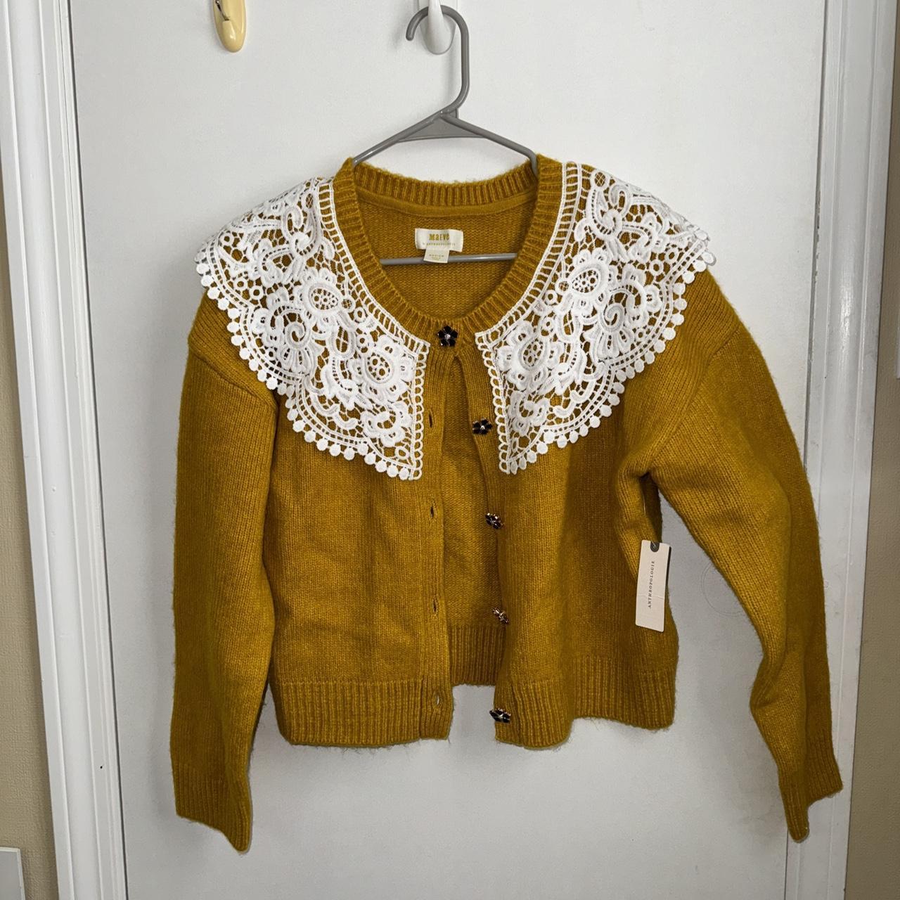 Mustard yellow lace cardigan best sale