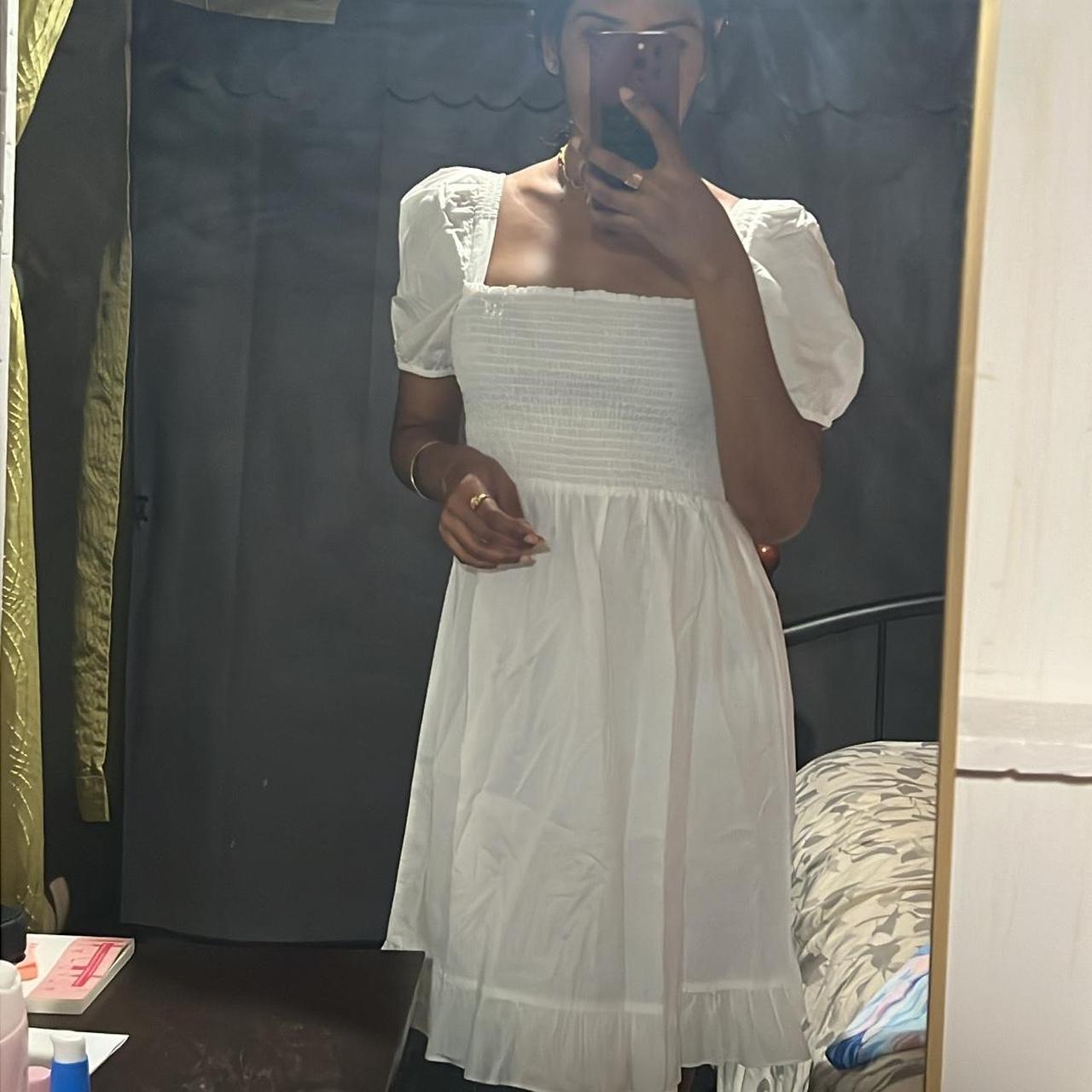 French connection linen white poplin dress Depop