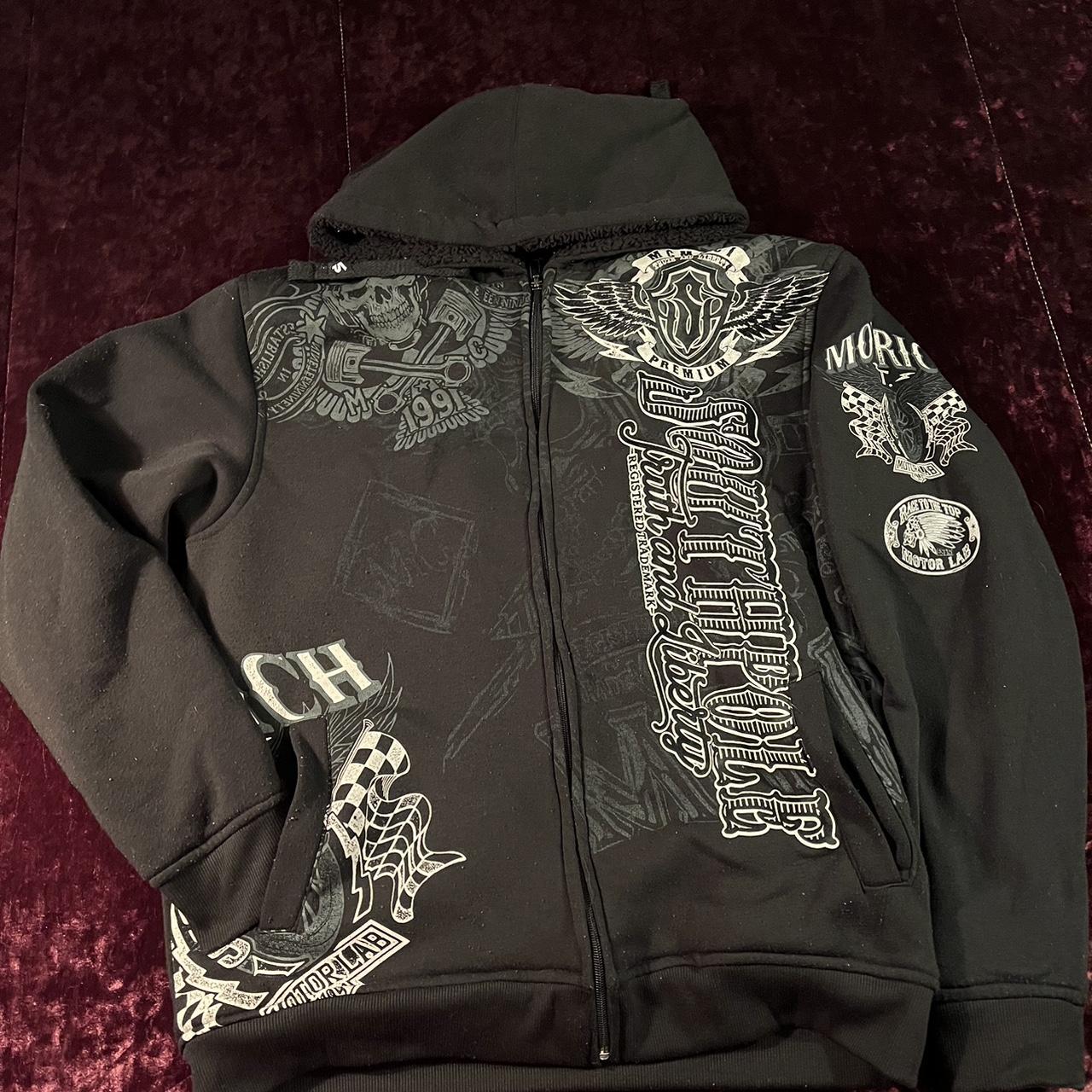 Southpole black and grey zip up hoodie Depop